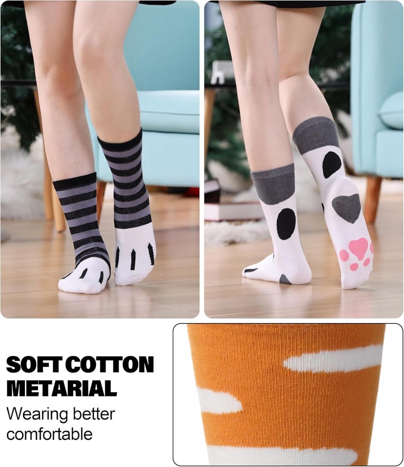 SDBING Womens Cat Socks Cute Gifts Animal Soft Breathable Thin Cotton Casual Crew Socks 5 Pairs - Image 2